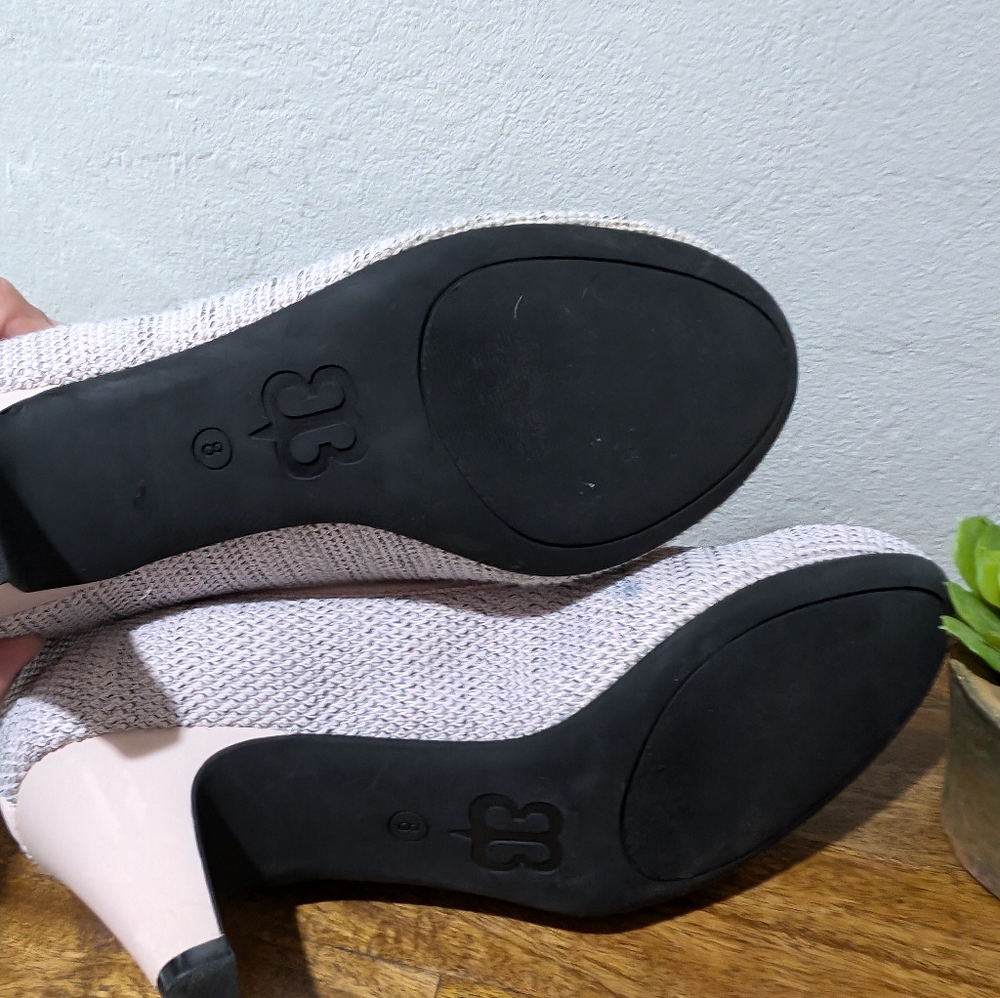 Betabrand Late to the Gate pink and gray Polka Dot Classic Cone Pumps size 8 - Picture 5 of 6